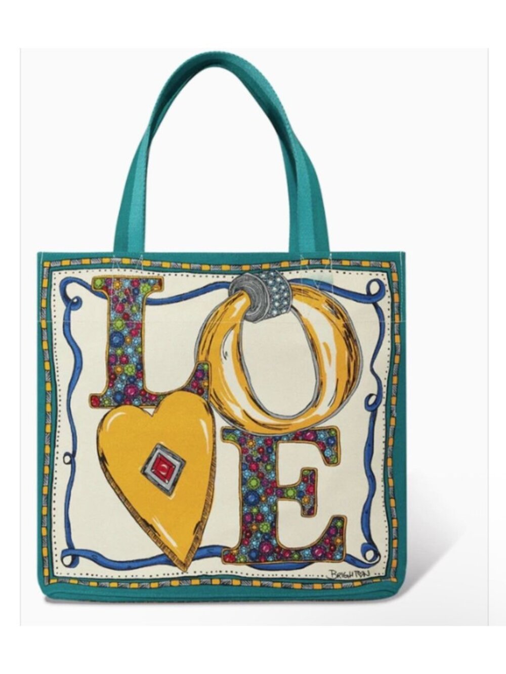 Brighton Charmed Love Tote Bag GWP With Jewel Heart And Love Graphic Design